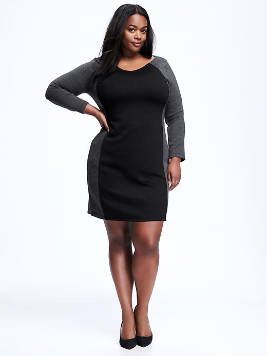 View large product image 1 of 1. Color-Blocked Plus-Size Bodycon Dress