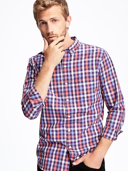 Image number 4 showing, Slim-Fit Classic Plaid Shirt for Men