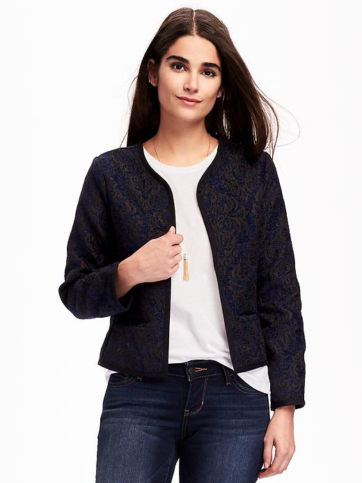 View large product image 1 of 1. Jacquard Open-Front Jacket for Women