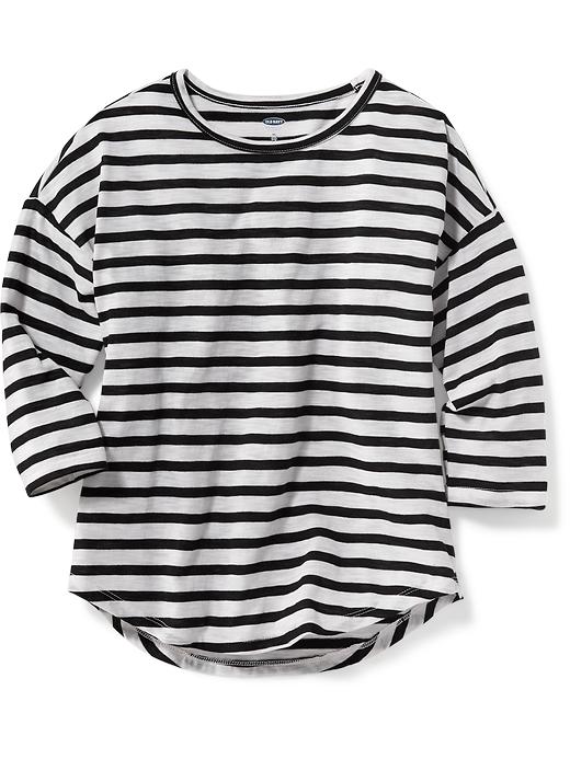 View large product image 1 of 1. Relaxed Striped Scoop-Neck Tee for Girls