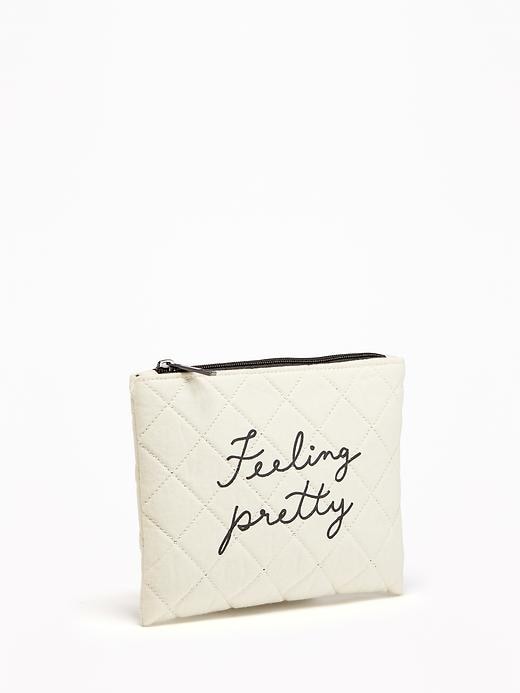 View large product image 1 of 1. Quilted "Feeling Pretty" Cosmetic Bag for Women