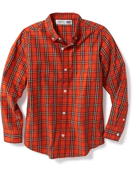 View large product image 1 of 1. Regular-Fit Classic Plaid Shirt for Boys