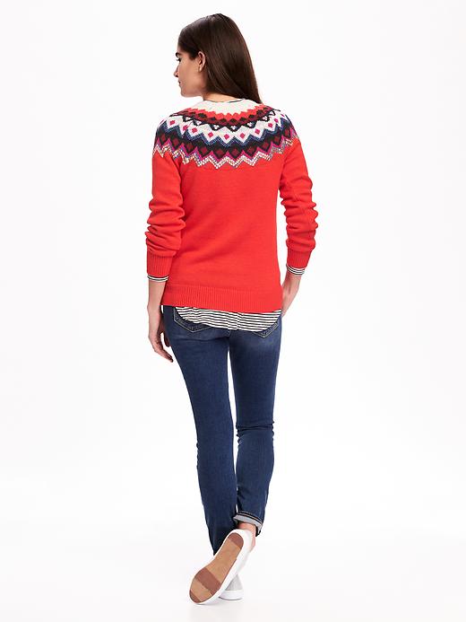 Image number 2 showing, Sequined Fair Isle Sweater for Women