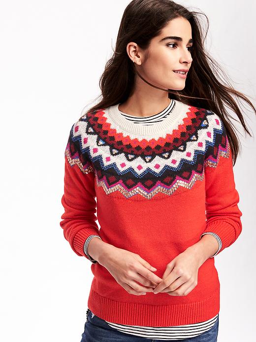 Image number 4 showing, Sequined Fair Isle Sweater for Women