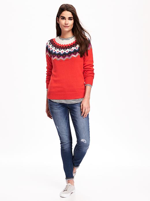 Image number 3 showing, Sequined Fair Isle Sweater for Women