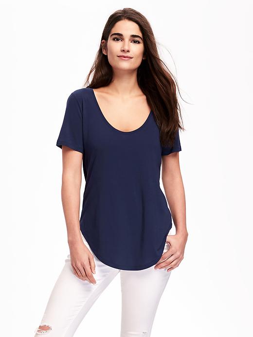 View large product image 1 of 1. Relaxed Curved-Hem Tee for Women