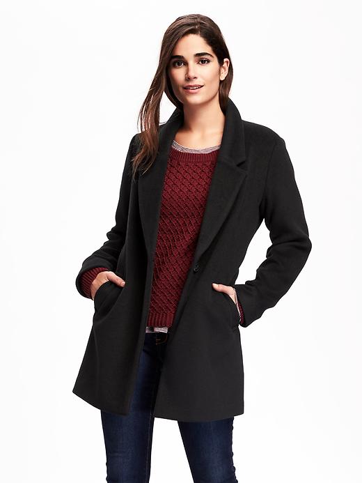 Image number 1 showing, Wool-Blend Everyday Coat for Women