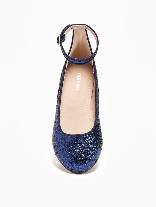 View large product image 2 of 3. Glitter Ankle-Strap Ballet Flats for Girls