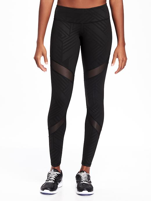 View large product image 1 of 2. Mid-Rise Mesh-Panel Compression Leggings for Women