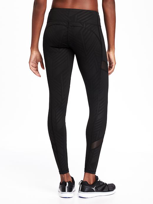 View large product image 2 of 2. Mid-Rise Mesh-Panel Compression Leggings for Women