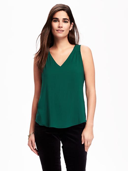 View large product image 1 of 1. V-Neck Cutout Sleeveless Top For Women