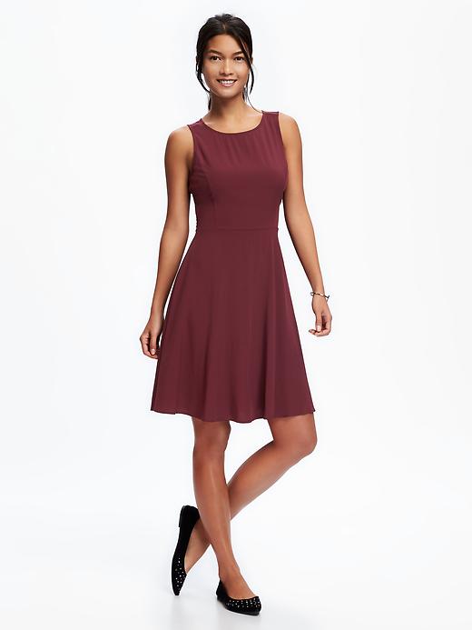 View large product image 1 of 2. High-Neck Fit & Flare Dress for Women