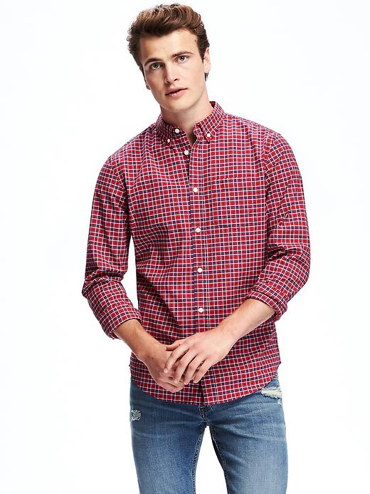 Image number 1 showing, Slim-Fit Plaid Oxford Stretch Shirt for Men