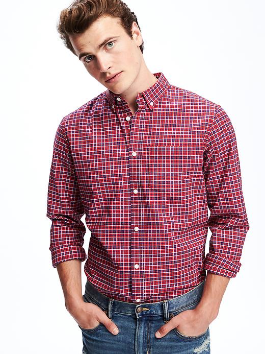 Image number 4 showing, Slim-Fit Plaid Oxford Stretch Shirt for Men