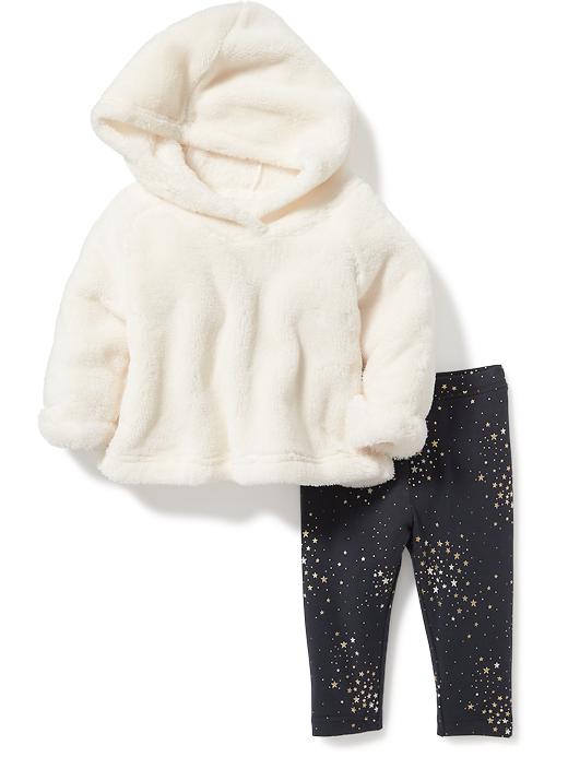 View large product image 1 of 1. Faux-Fur Hoodie & Printed Legging 2-Piece Set for Baby