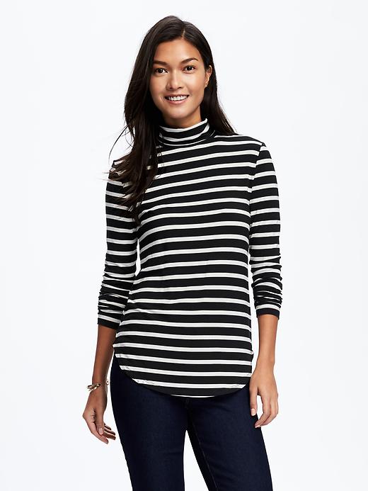 Image number 1 showing, Semi-Fitted Turtleneck Tee for Women