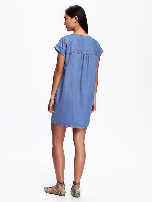 Image number 2 showing, Chambray Cocoon Dress for Women