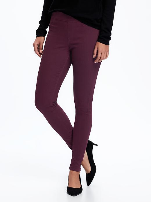 View large product image 1 of 3. Mid-Rise Pull-On Rockstar Sateen Jeggings for Women