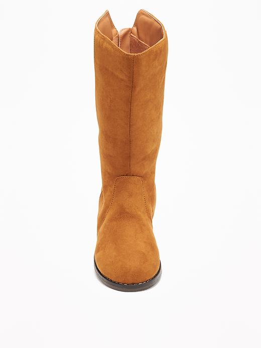 View large product image 2 of 3. Tall Sueded Zip-Back Boots for Girls
