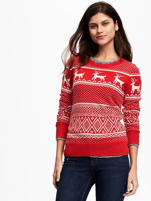View large product image 1 of 1. Reindeer-Graphic Sweater for Women
