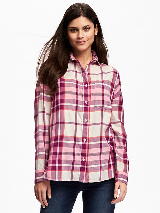 Image number 1 showing, Plaid Boyfriend Flannel Shirt for Women