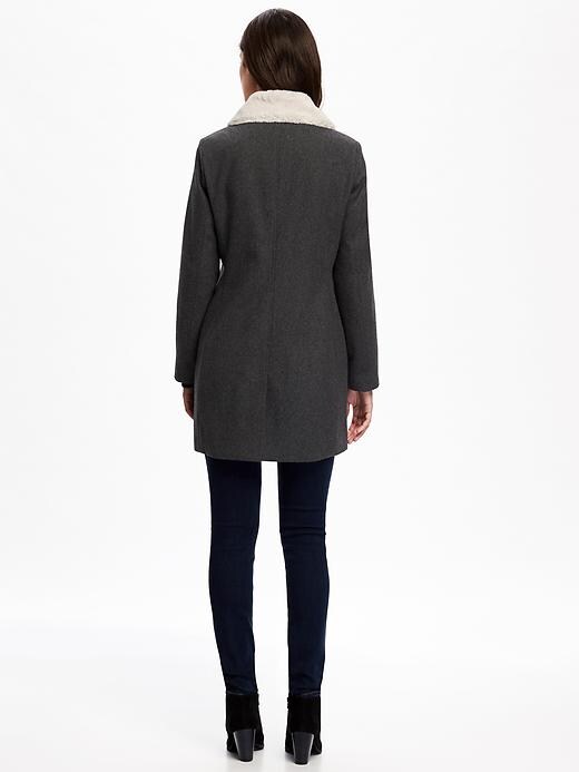 Image number 2 showing, Double-Breasted Wool-Blend Peacoat for Women