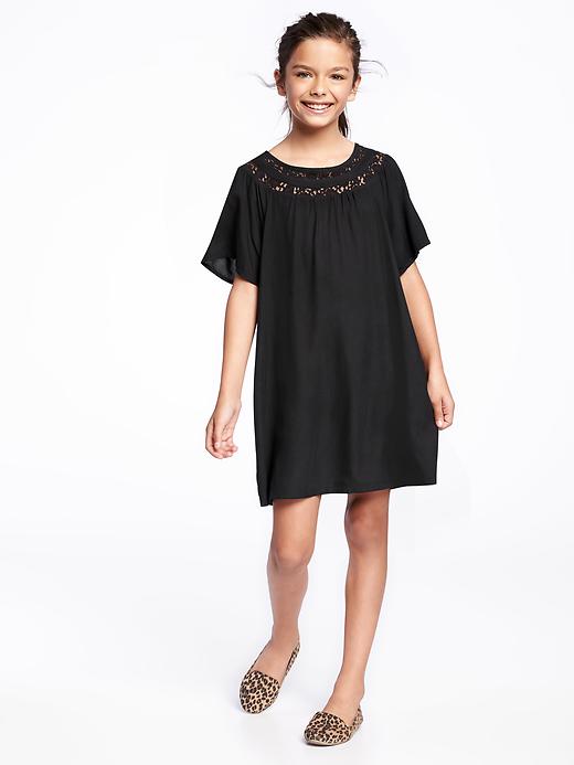 View large product image 1 of 2. Lace-Trim Swing Dress for Girls