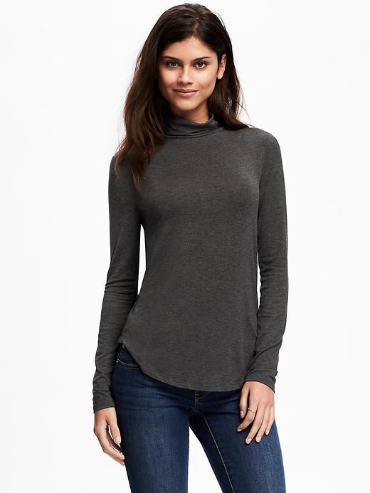 View large product image 1 of 1. Semi-Fitted Turtleneck Tee for Women