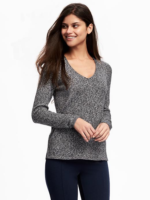 Image number 1 showing, Classic Marled V-Neck Sweater for Women