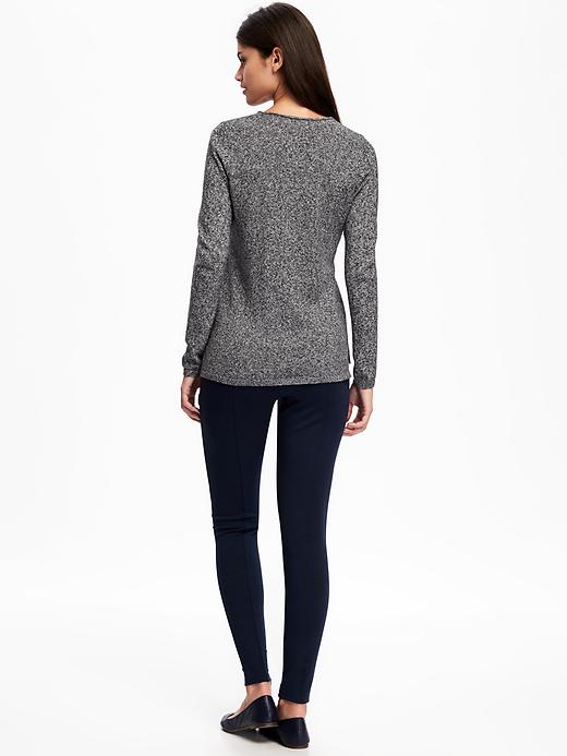 Image number 2 showing, Classic Marled V-Neck Sweater for Women