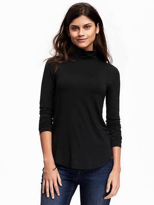 View large product image 1 of 1. Semi-Fitted Turtleneck Tee for Women