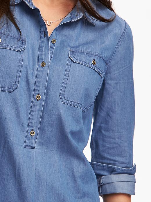 Image number 4 showing, Chambray Shirt Dress for Women