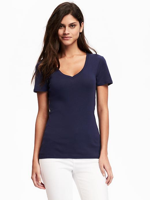 Image number 1 showing, Fitted V-Neck Tee for Women