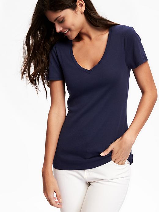 Image number 4 showing, Fitted V-Neck Tee for Women