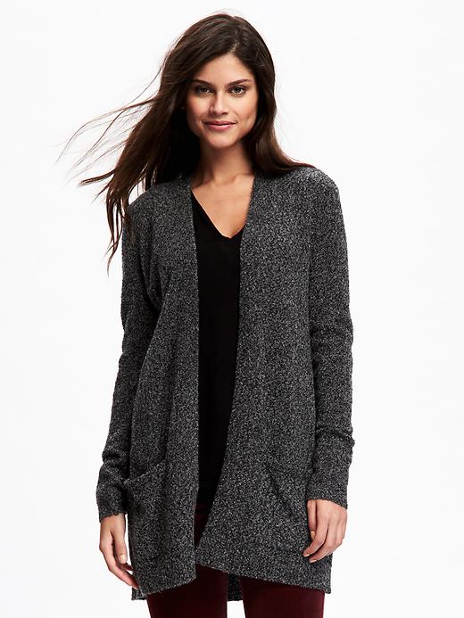 Image number 1 showing, Long Open-Front Boucl&#233 Cardi for Women