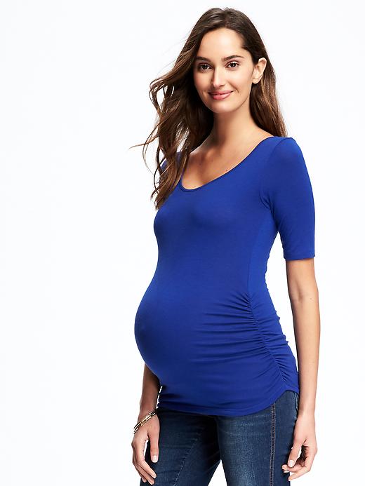 View large product image 1 of 1. Maternity Fitted Ballet-Neck Top