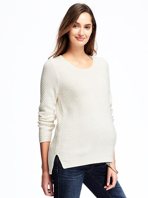 View large product image 1 of 1. Maternity Textured-Knit Tunic Sweater