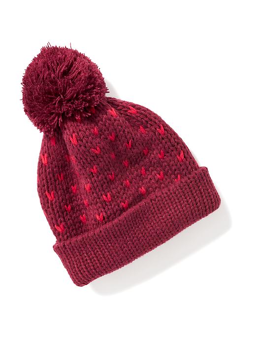 View large product image 1 of 2. Sweater-Knit Pom-Pom Beanie for Women