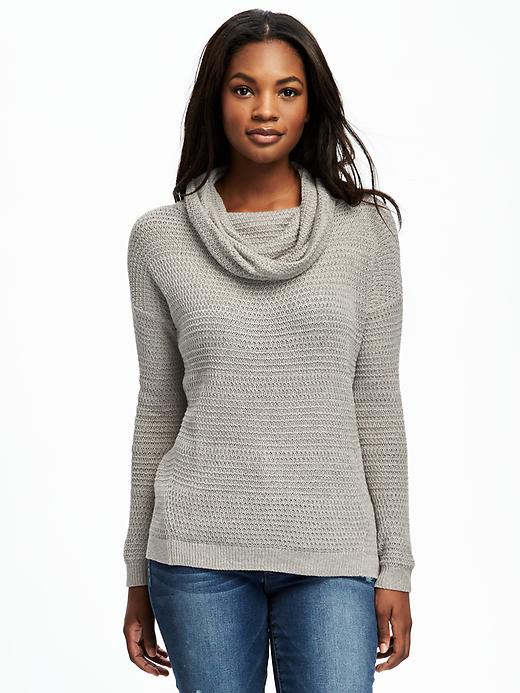 Image number 1 showing, Textured Cowl-Neck Sweater for Women