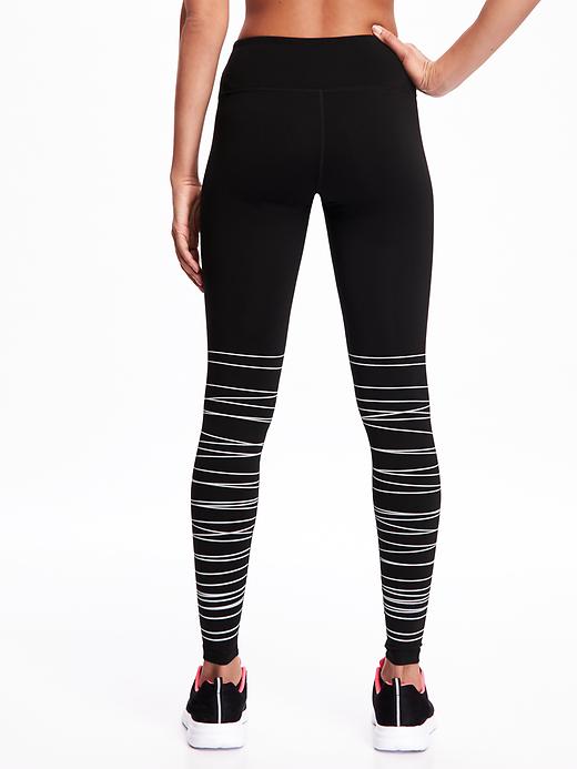 View large product image 2 of 3. Mid-Rise Textured-Print Compression Leggings for Women