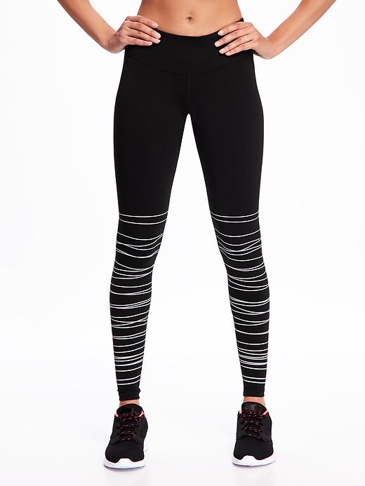 View large product image 1 of 3. Mid-Rise Textured-Print Compression Leggings for Women