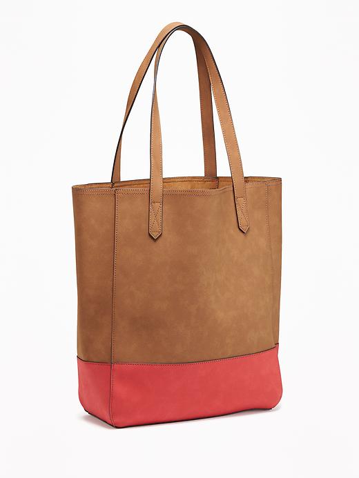 View large product image 1 of 2. Sueded Color-Blocked Tote for Women