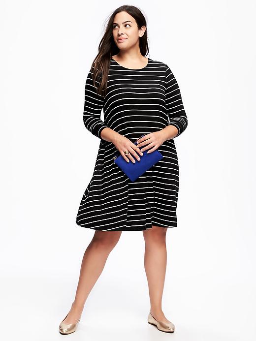 Image number 1 showing, Striped Plus-Size Swing Dress
