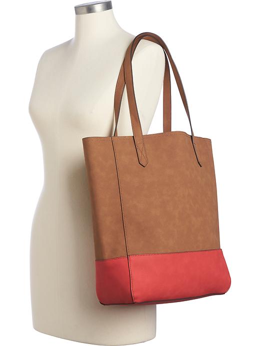 View large product image 2 of 2. Sueded Color-Blocked Tote for Women