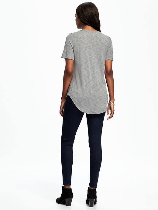 Image number 2 showing, Relaxed Striped Curved-Hem Tee for Women