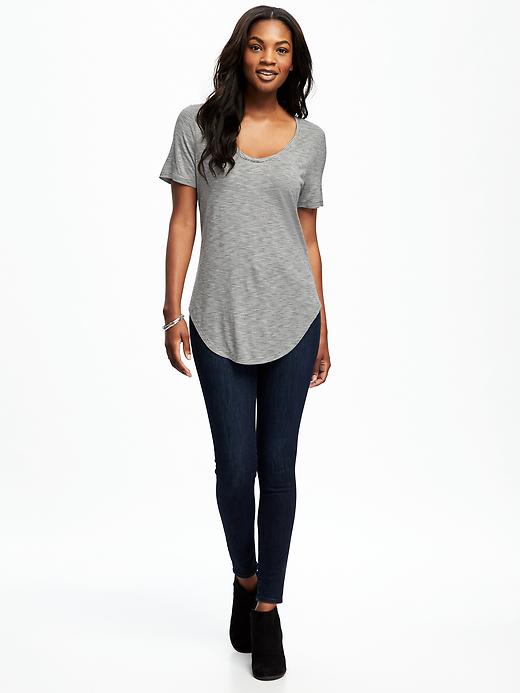 Image number 3 showing, Relaxed Striped Curved-Hem Tee for Women
