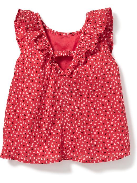 View large product image 2 of 2. Ruffle-Trim Heart-Patterned Swing Top for Toddler