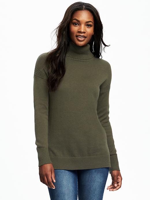 View large product image 1 of 1. Relaxed Hi-Lo Turtleneck Pullover for Women