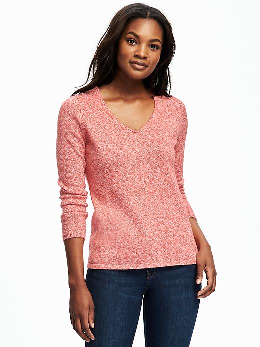 View large product image 1 of 1. Classic Marled V-Neck Sweater for Women