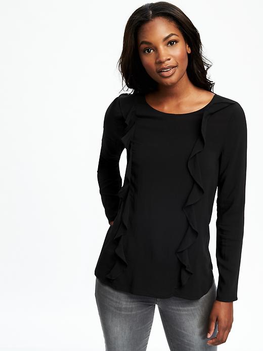 Image number 4 showing, Classic Ruffle-Top Blouse for Women